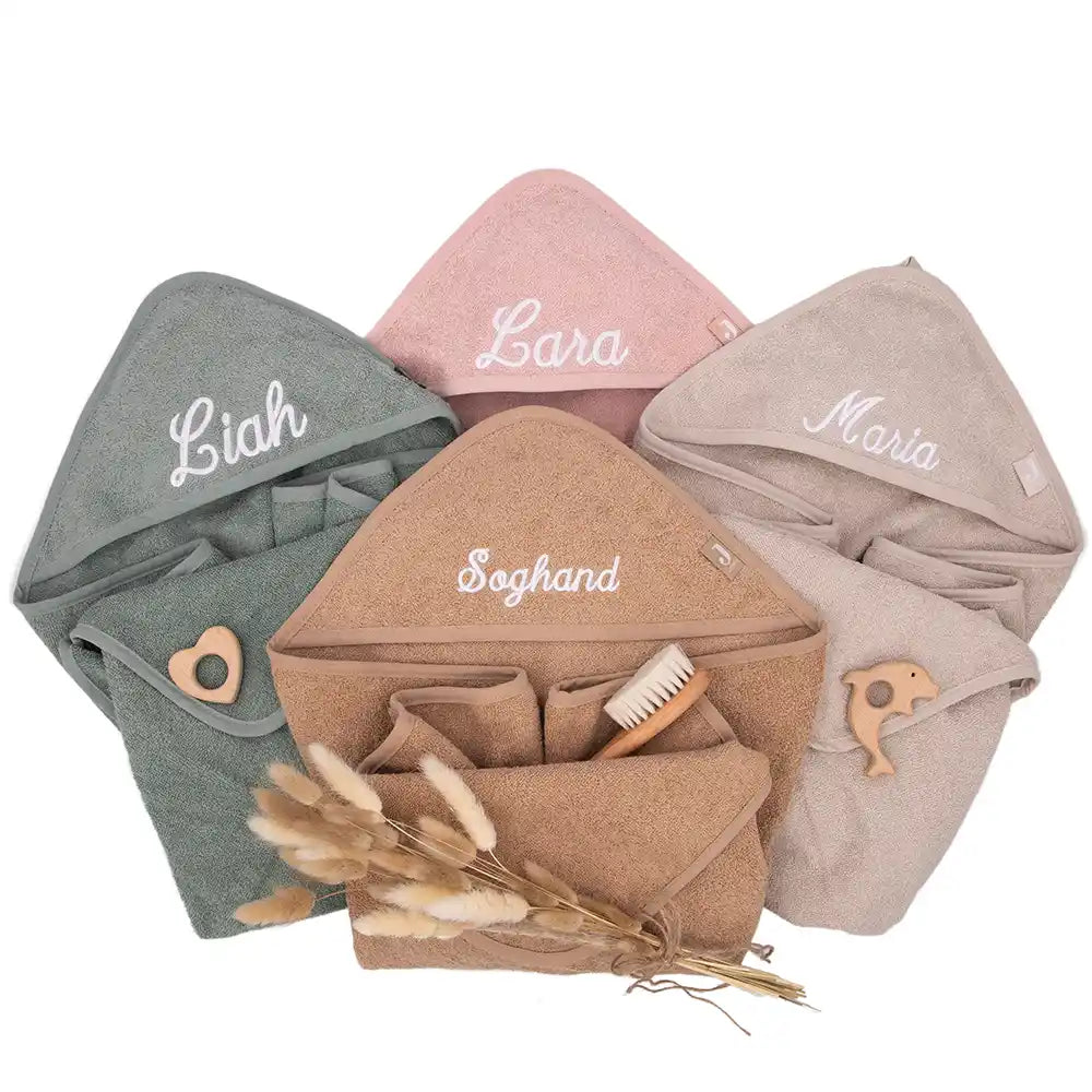 Kapuzenhandtuch Baby personalisiert Rosé – 100 % Baumwolle – Hauptbild