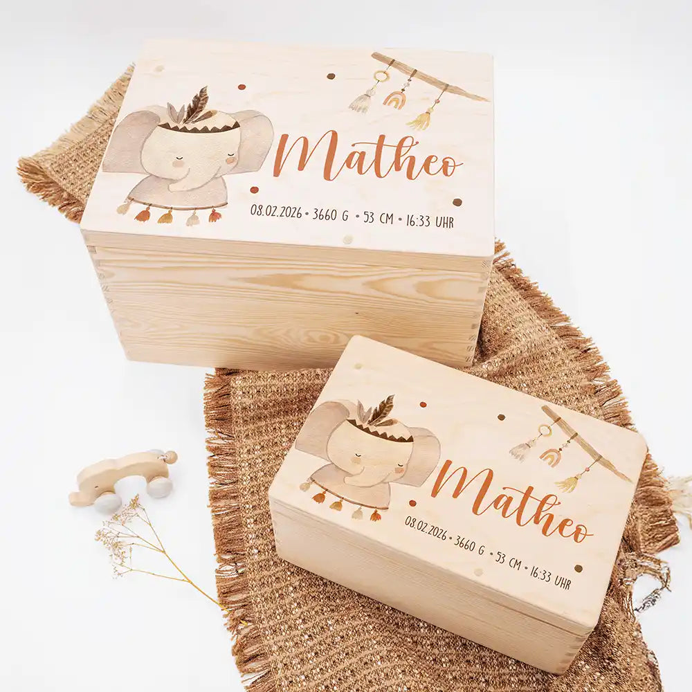 Erinnerungsbox Baby Elephant Boho