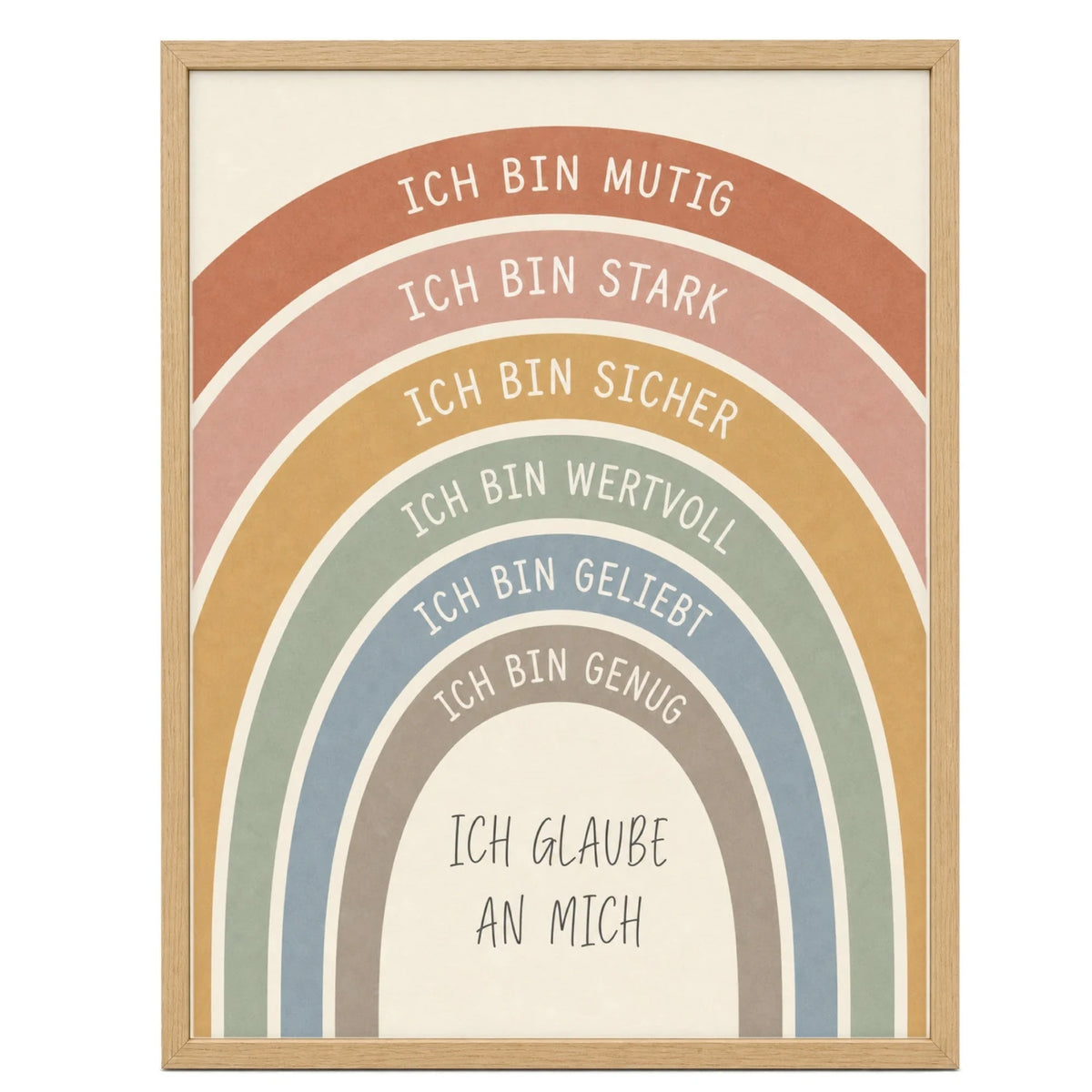 Affirmationsposter „Regenbogen Creme“ fürs Kinderzimmer – Kinderposter mit positiven Botschaften, 30 × 40 cm