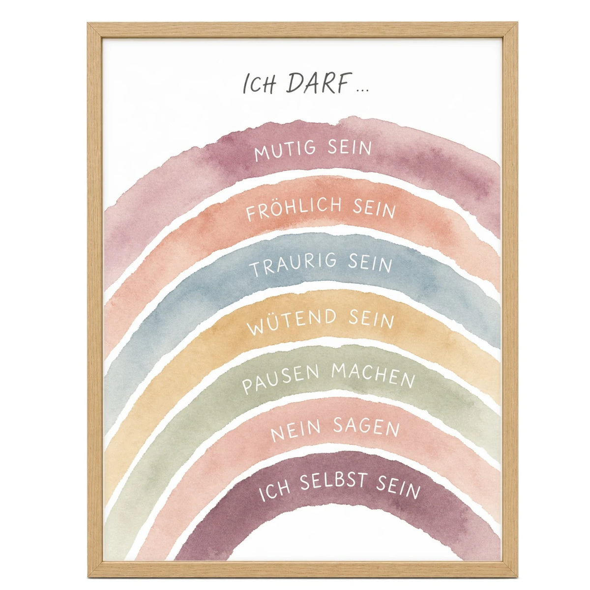 Affirmationsposter „Regenbogen Ich darf“ fürs Kinderzimmer – Kinderposter mit positiven Botschaften, 30 × 40 cm