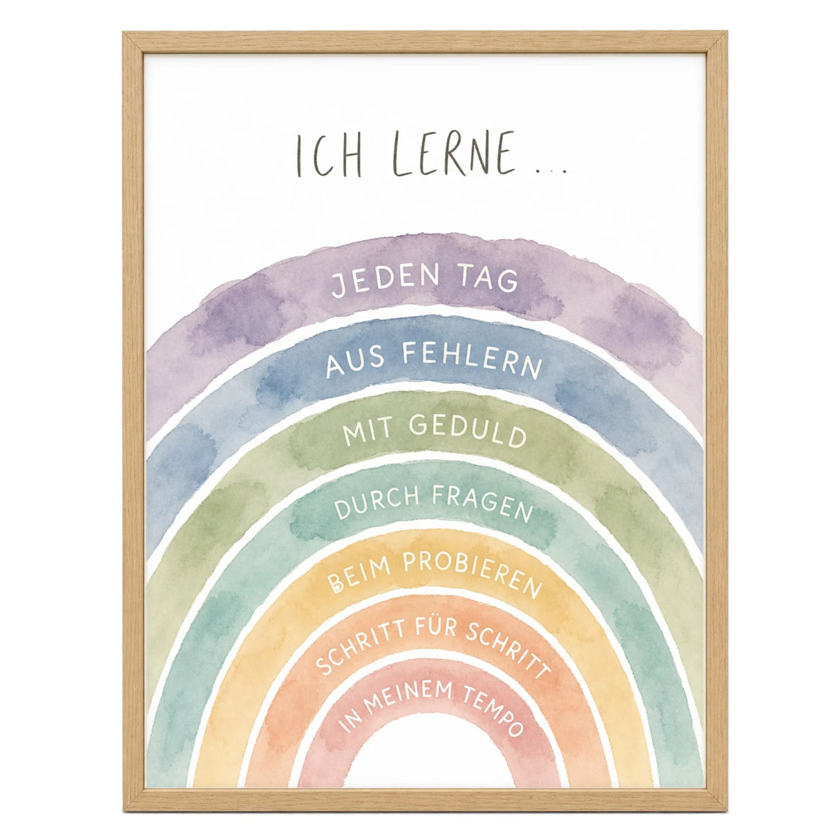 Affirmationsposter „Regenbogen Ich lerne“ fürs Kinderzimmer – Kinderposter mit positiven Botschaften, 30 × 40 cm