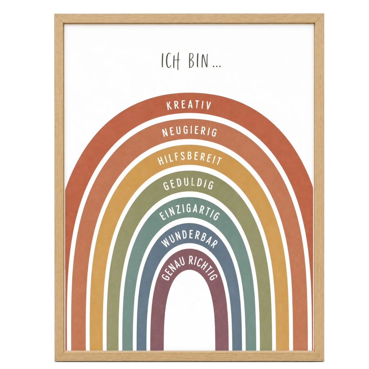 Affirmationsposter „Regenbogen Terracotta“ fürs Kinderzimmer – Kinderposter mit positiven Botschaften, 30 × 40 cm