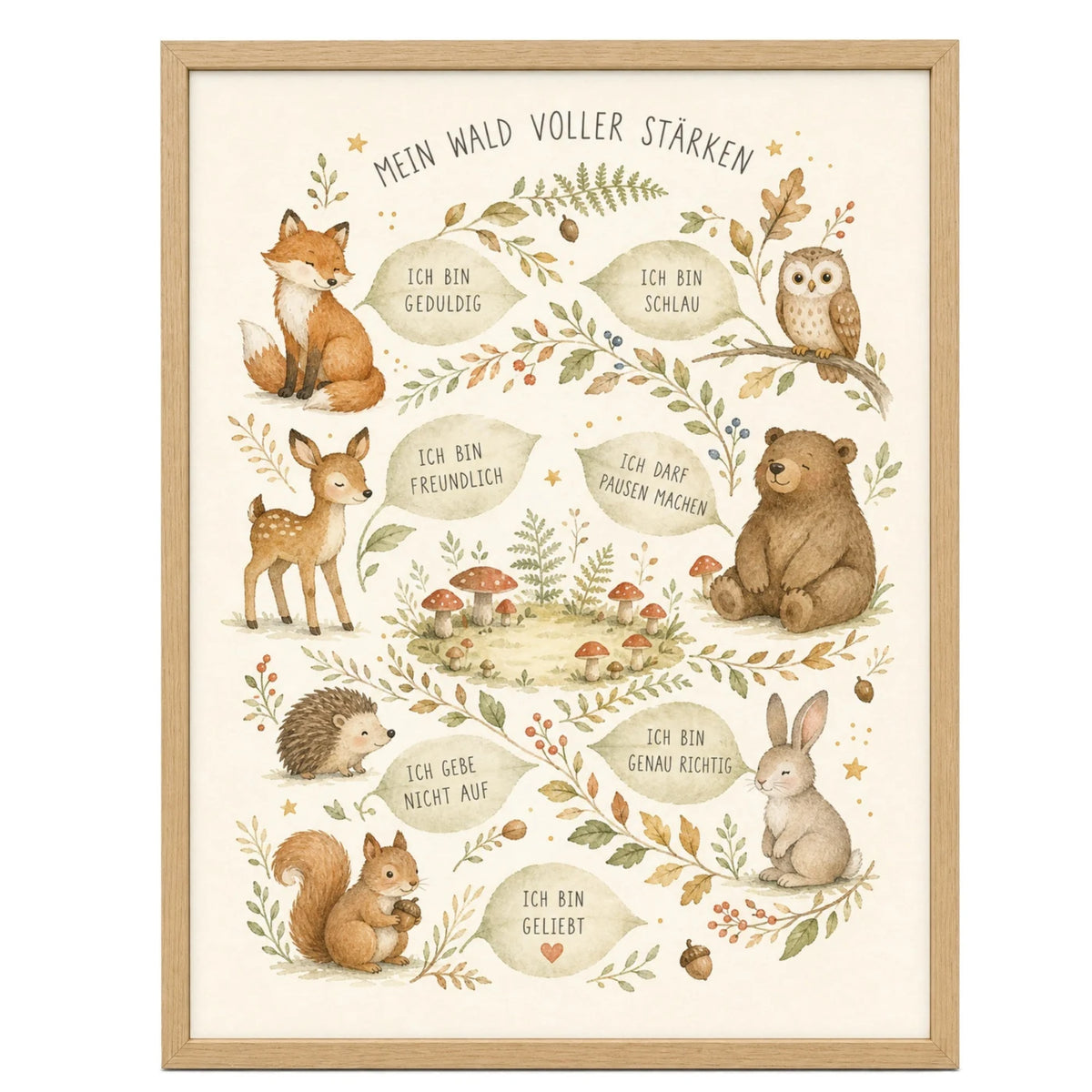 Affirmationsposter „Wald voller Stärken“ fürs Kinderzimmer – Kinderposter mit positiven Botschaften, 30 × 40 cm