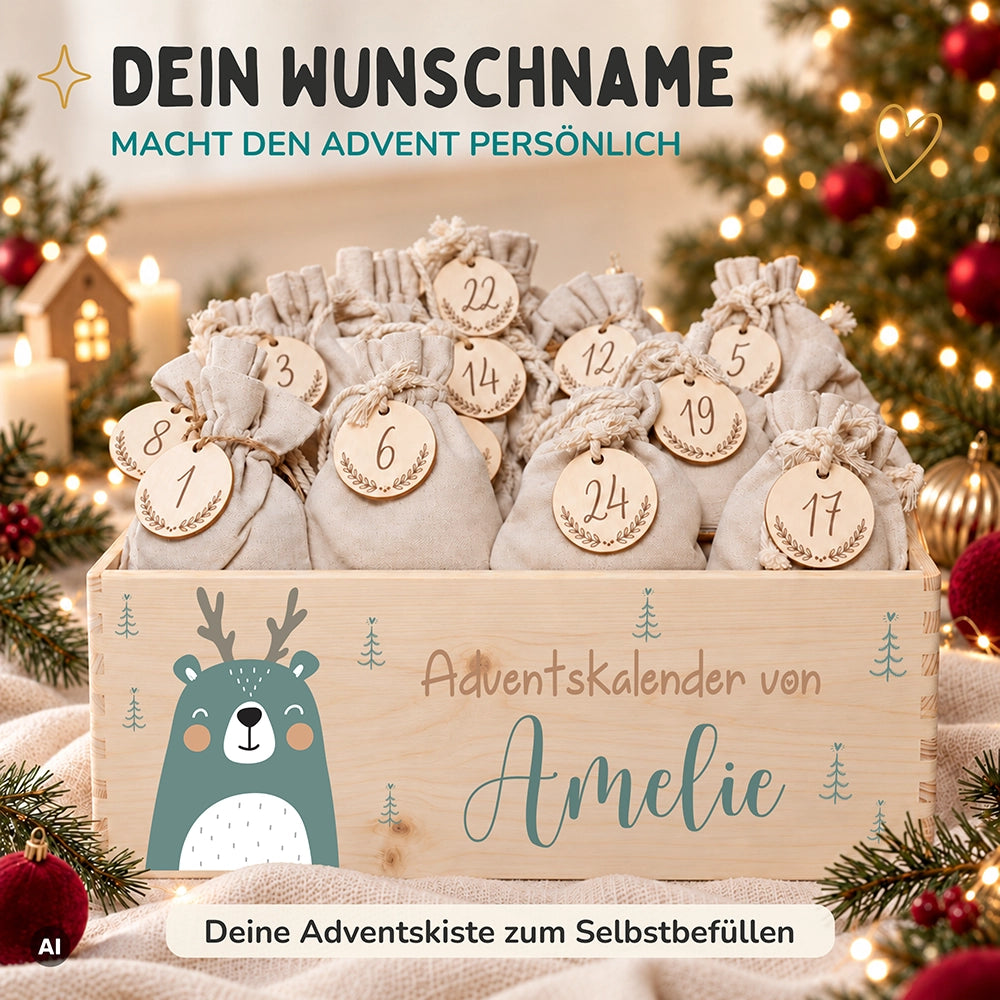 Personalisierter Adventskalender zum Befüllen - Boho Reh