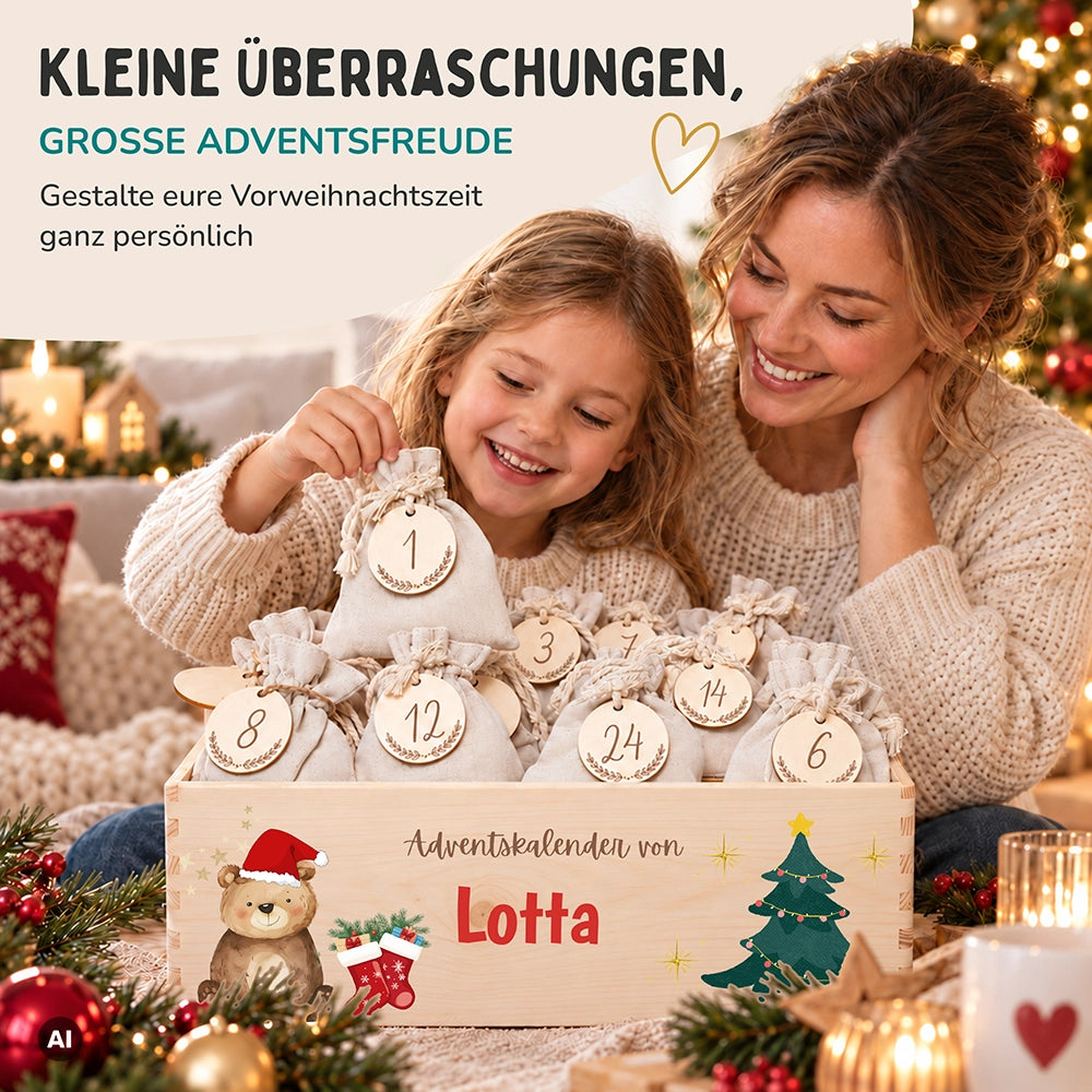 Personalisierter Adventskalender zum Befüllen - Weihnachtsbär