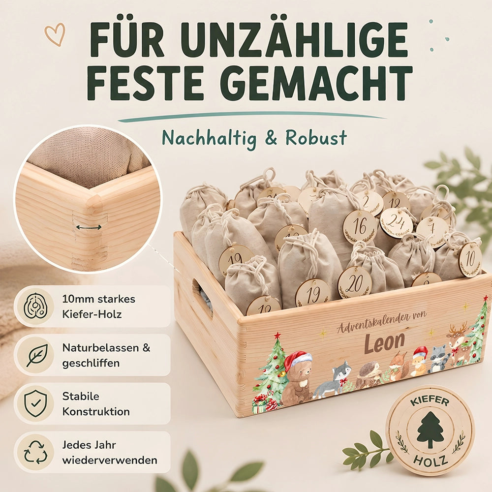 Personalisierter Adventskalender zum Befüllen - Niedliche Waldtiere