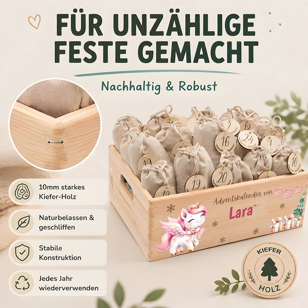 Personalisierter Adventskalender zum Befüllen - Einhorn