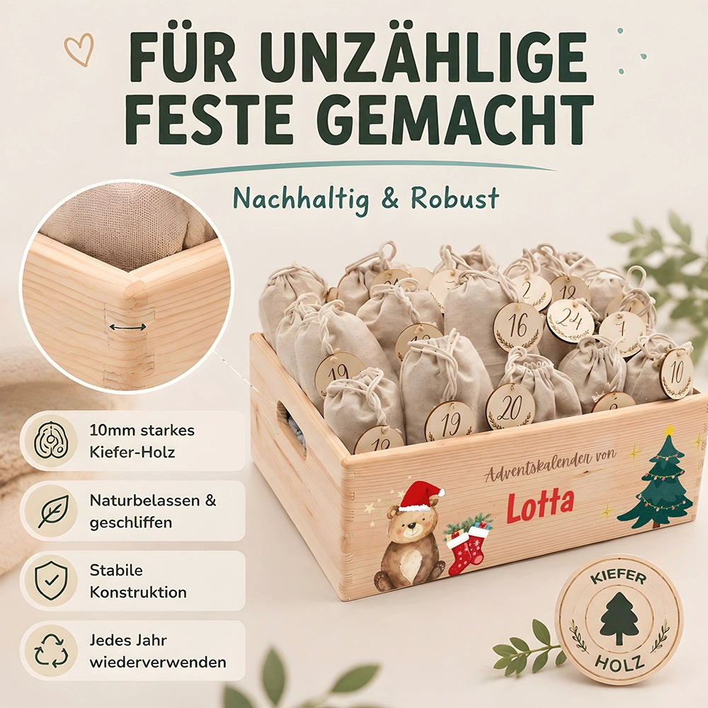 Personalisierter Adventskalender zum Befüllen - Weihnachtsbär