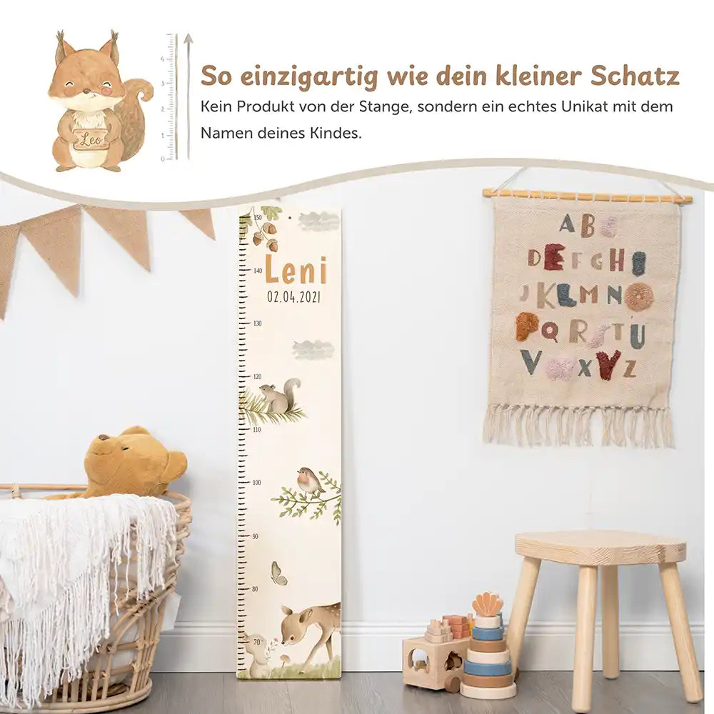 Messlatte Kinder Holz & Aluverbund - Reh im Wald
