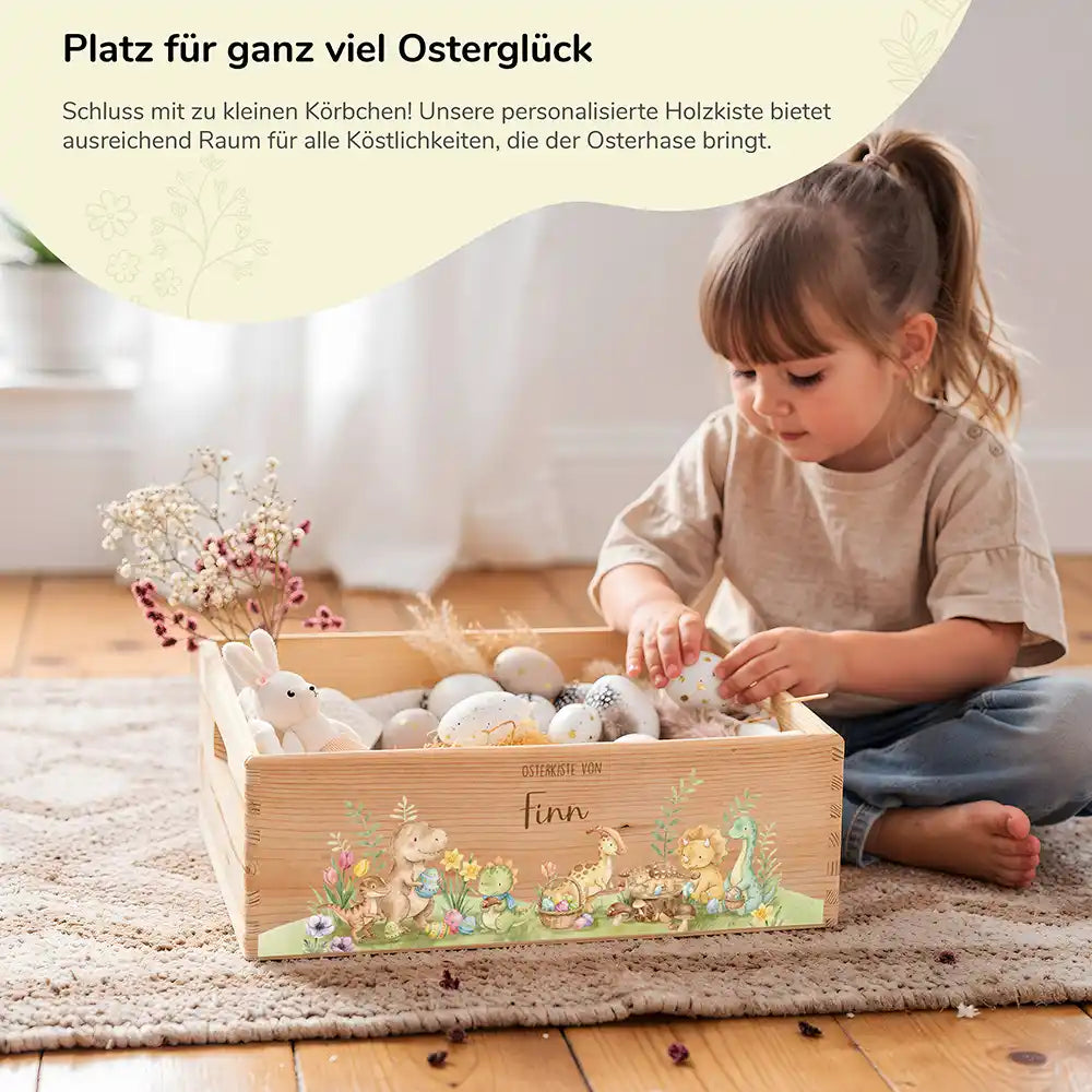 Osterkiste Holz personalisiert - Osterglück