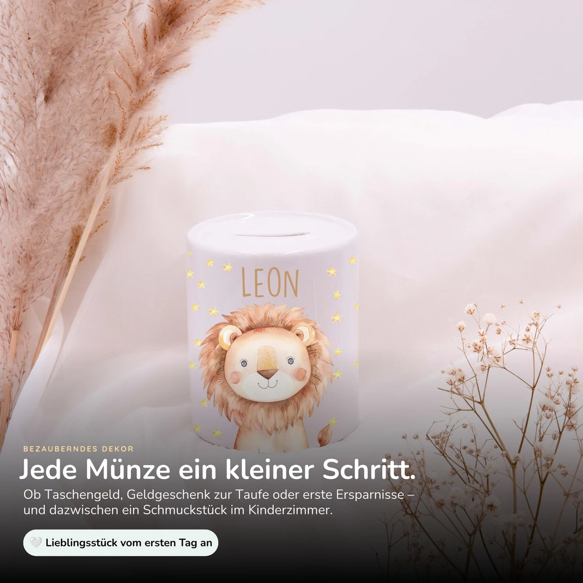 Spardose Kinder aus Keramik - Zauberhaftes Eichhörnchen auf Einhorn