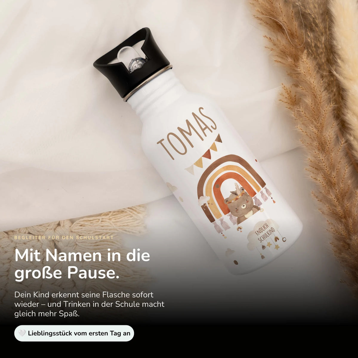Trinkflasche Kinder Edelstahl - Boho BĂ€r