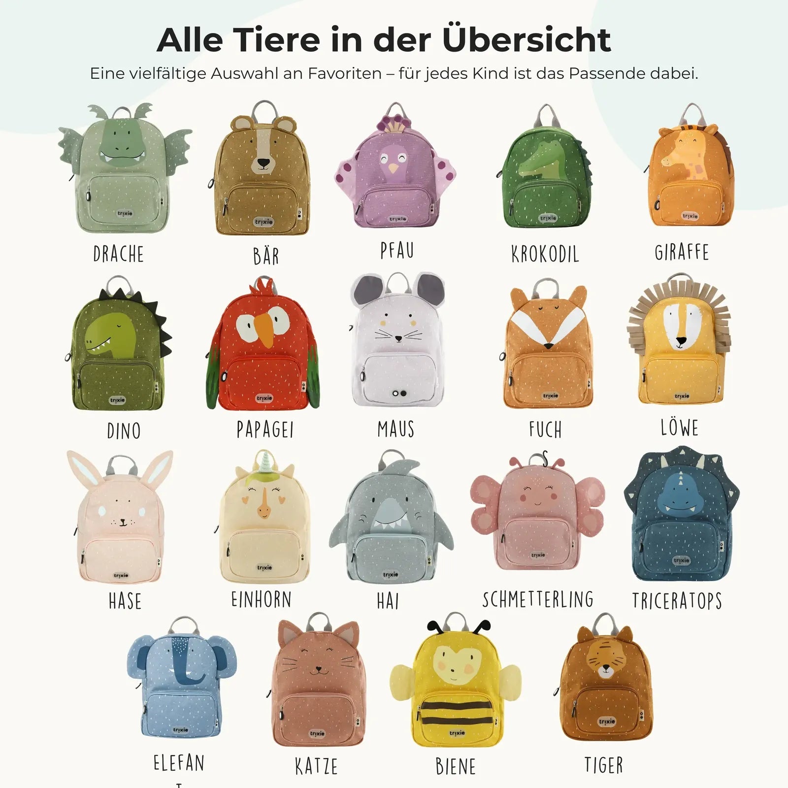 Trixie Kindergartenrucksack Pfau, Tiermotiv-Design mit Wunschname