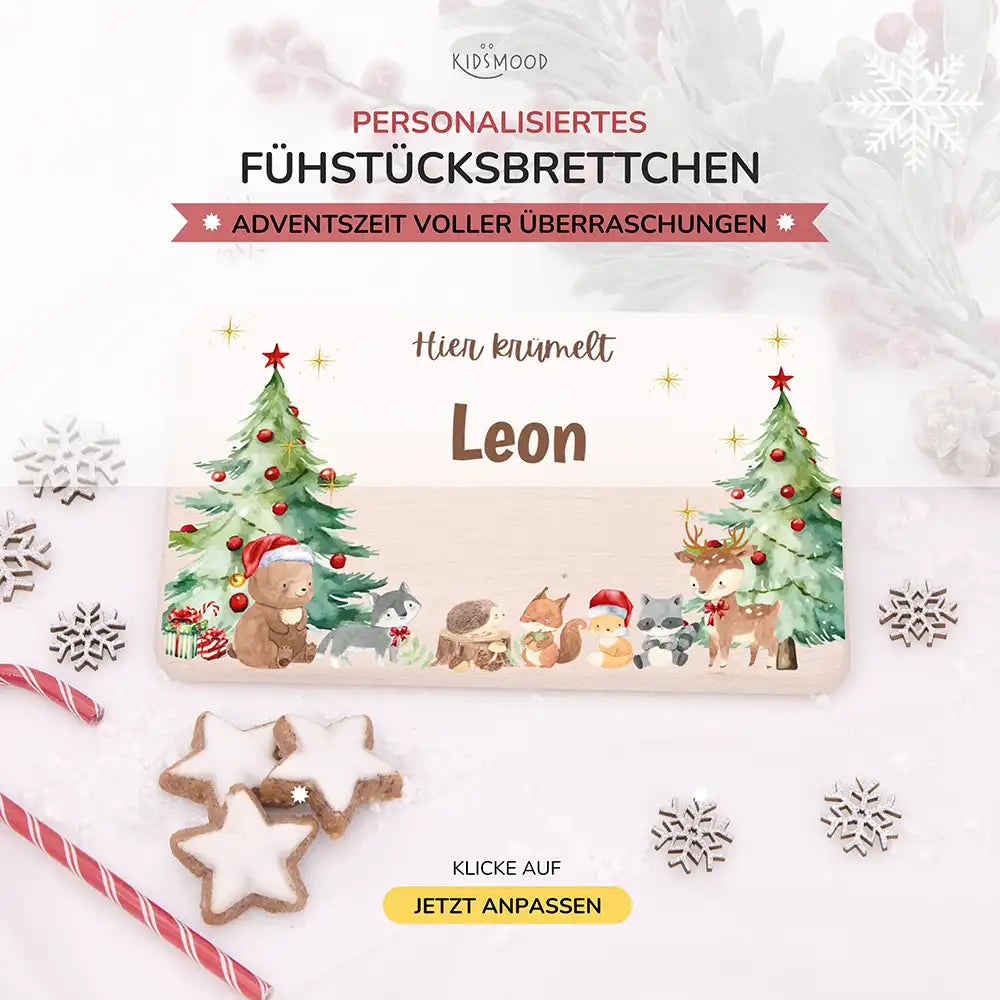 Frühstücksbrettchen Weihnachten - Niedliche Waldtiere