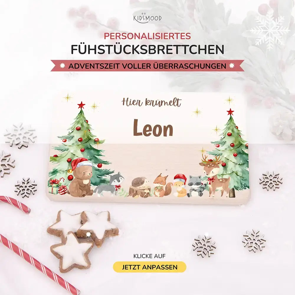 Frühstücksbrettchen Weihnachten - Niedliche Waldtiere