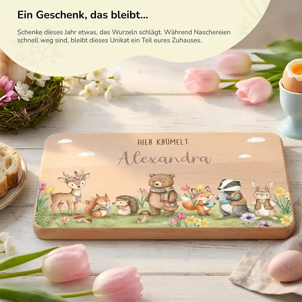 Frühstücksbrettchen Ostern - Tiere im Osterglück