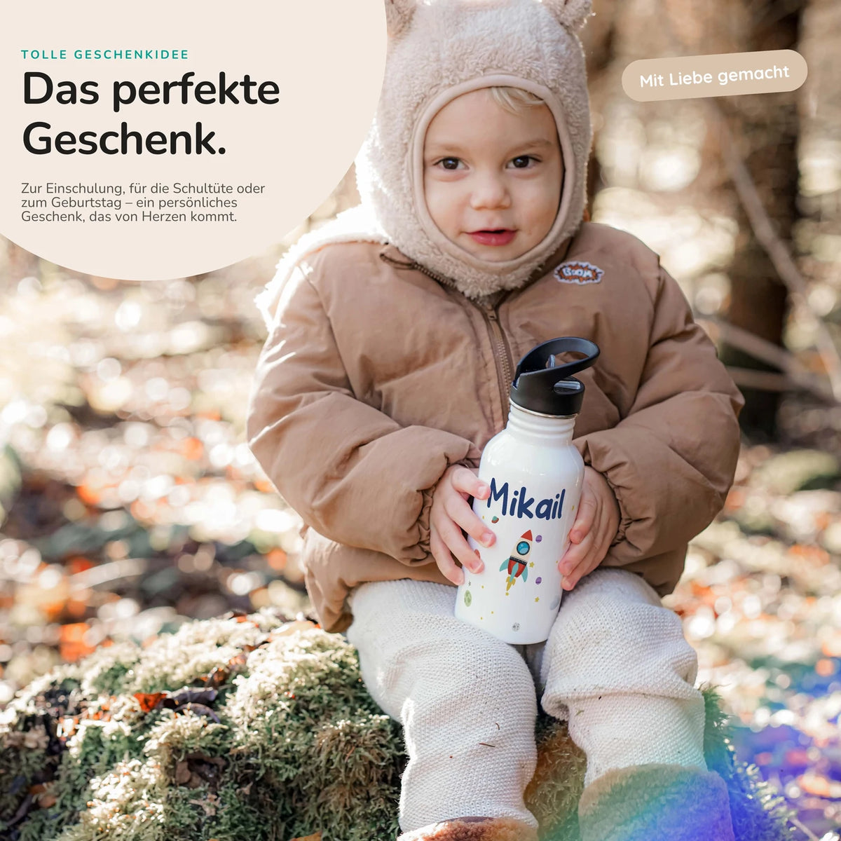 Trinkflasche Kinder Edelstahl - Weltraumrakete
