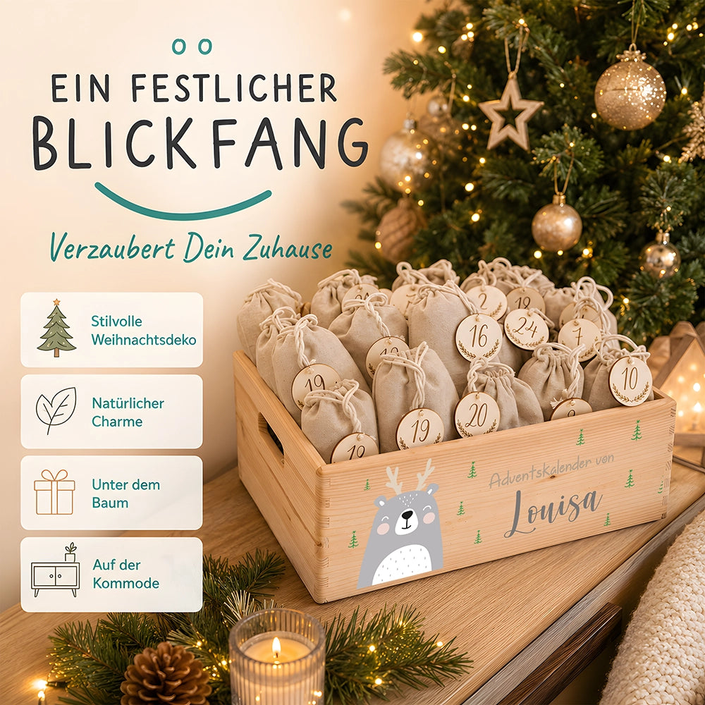 Personalisierter Adventskalender zum Befüllen - Rentier Boho
