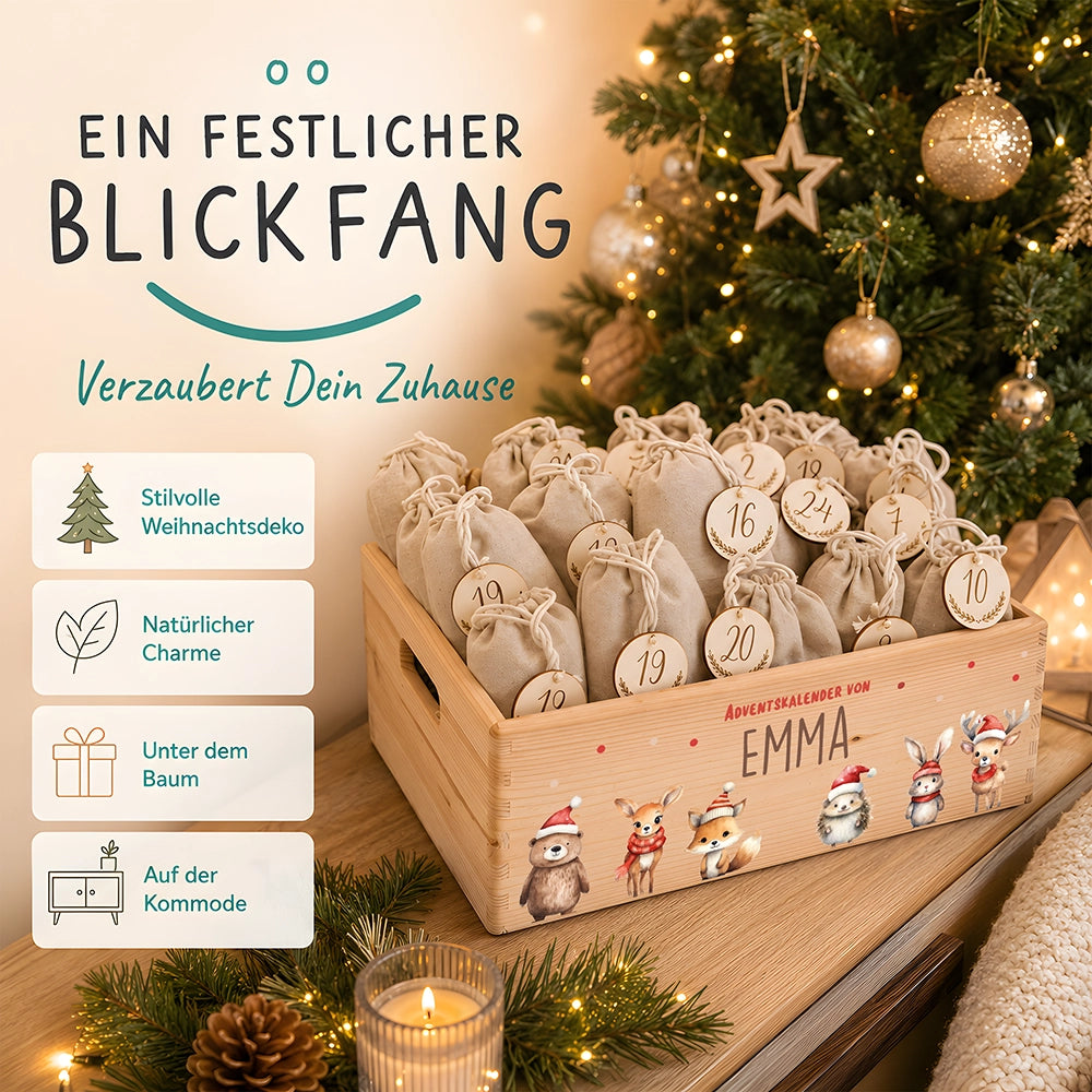 Personalisierter Adventskalender zum Befüllen - Tierfamilie Weihnachten