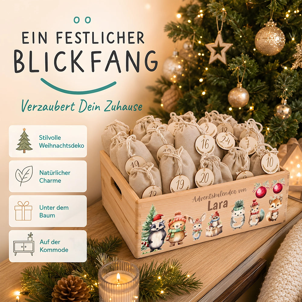 Personalisierter Adventskalender zum Befüllen - Weihnachten Tiere