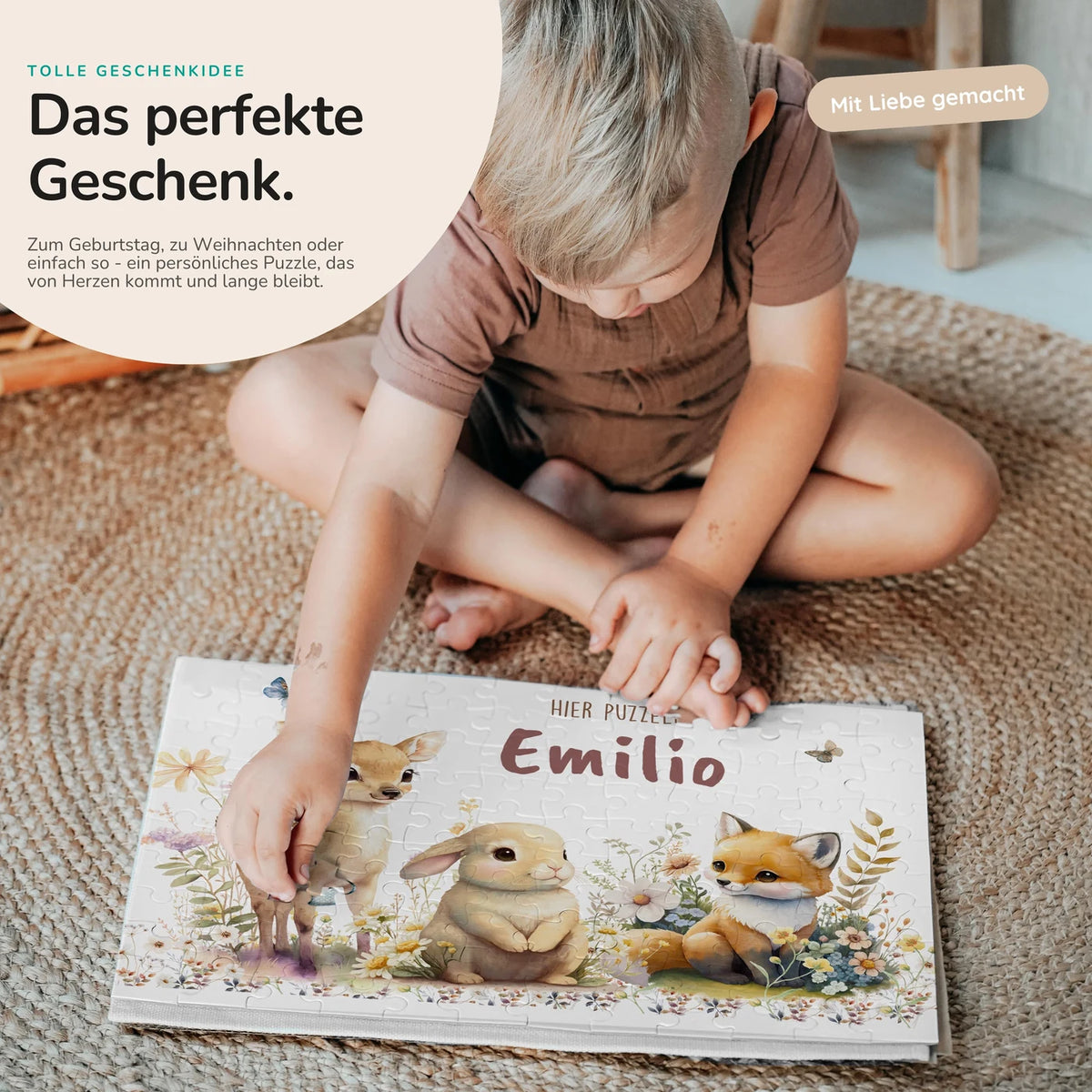 Kinderpuzzle personalisiert mit Namen - Waldtiere