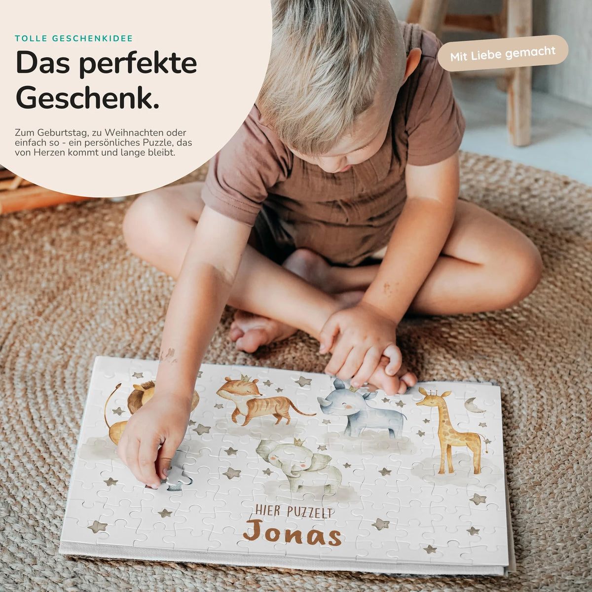 Kinderpuzzle personalisiert mit Namen - Wilde Safari