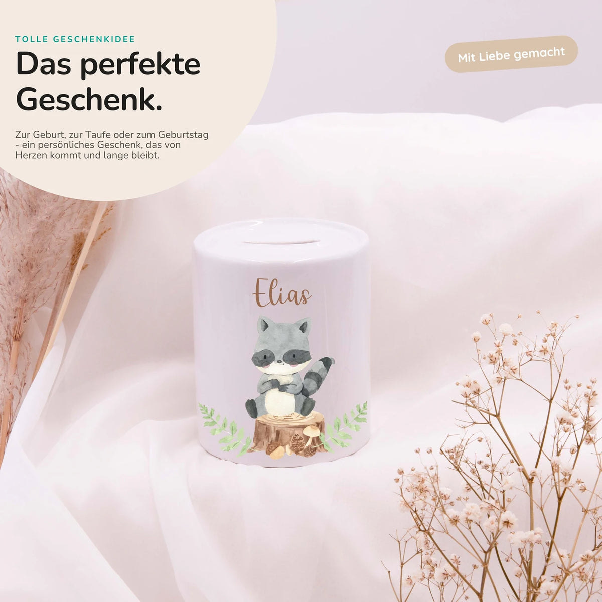 Spardose Kinder aus Keramik - WaschbÀr