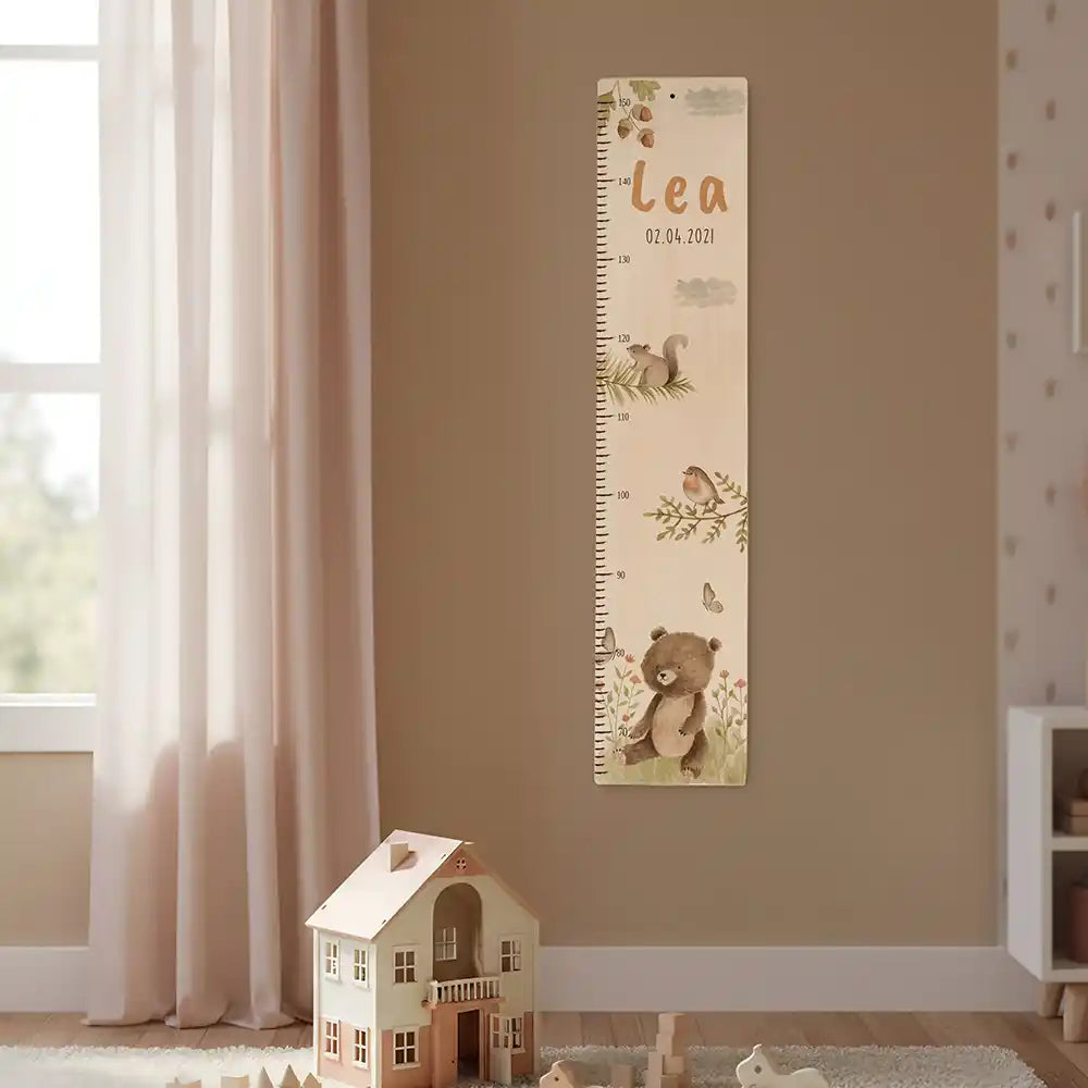 Messlatte Kinder Holz & Aluverbund - Bär im Wald