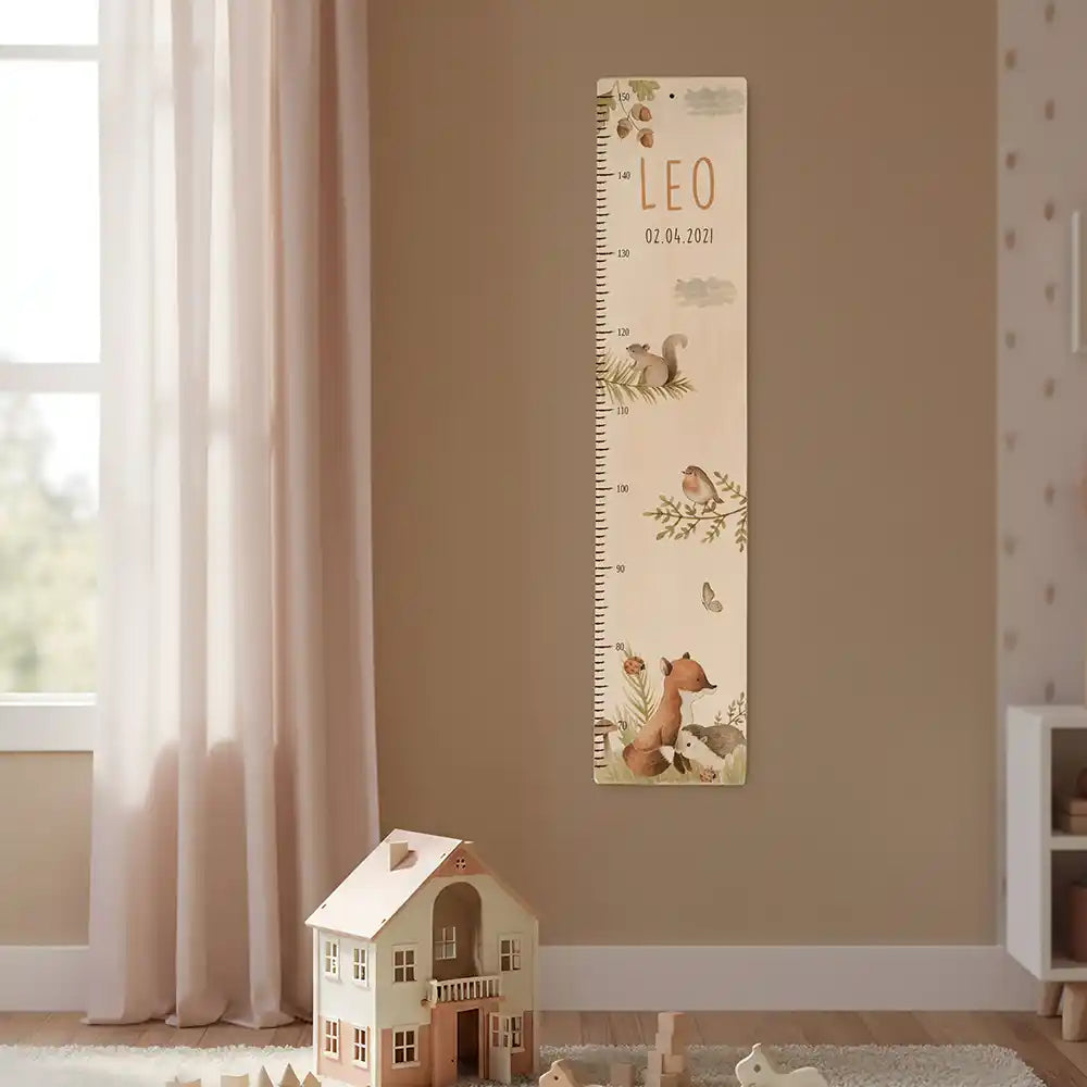 Messlatte Kinder Holz & Aluverbund - Tiere im Wald