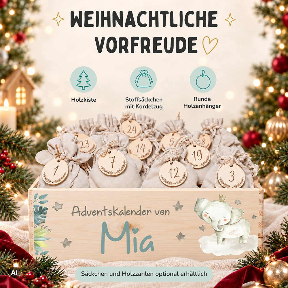 Personalisierter Adventskalender zum Befüllen - Elefant