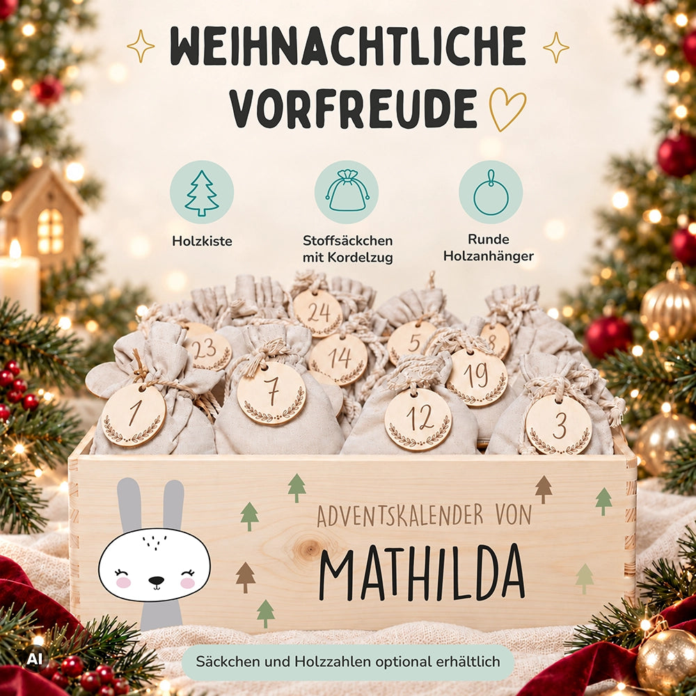 Personalisierter Adventskalender zum Befüllen - Winterhase