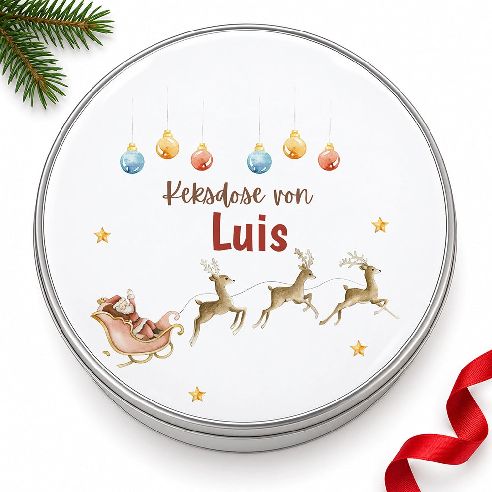 Keksdose aus Metall personalisiert - Rentiere