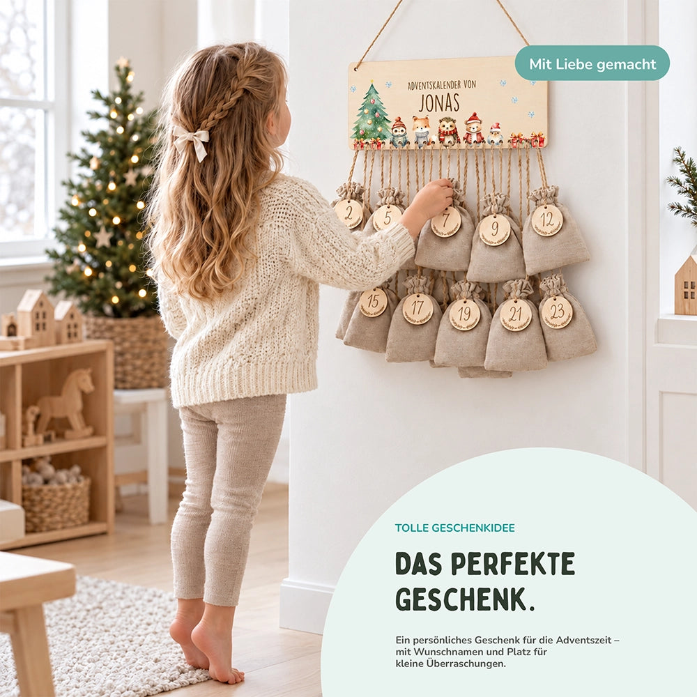 Personalisierbarer Adventskalender farbig - Weihnachtsglück