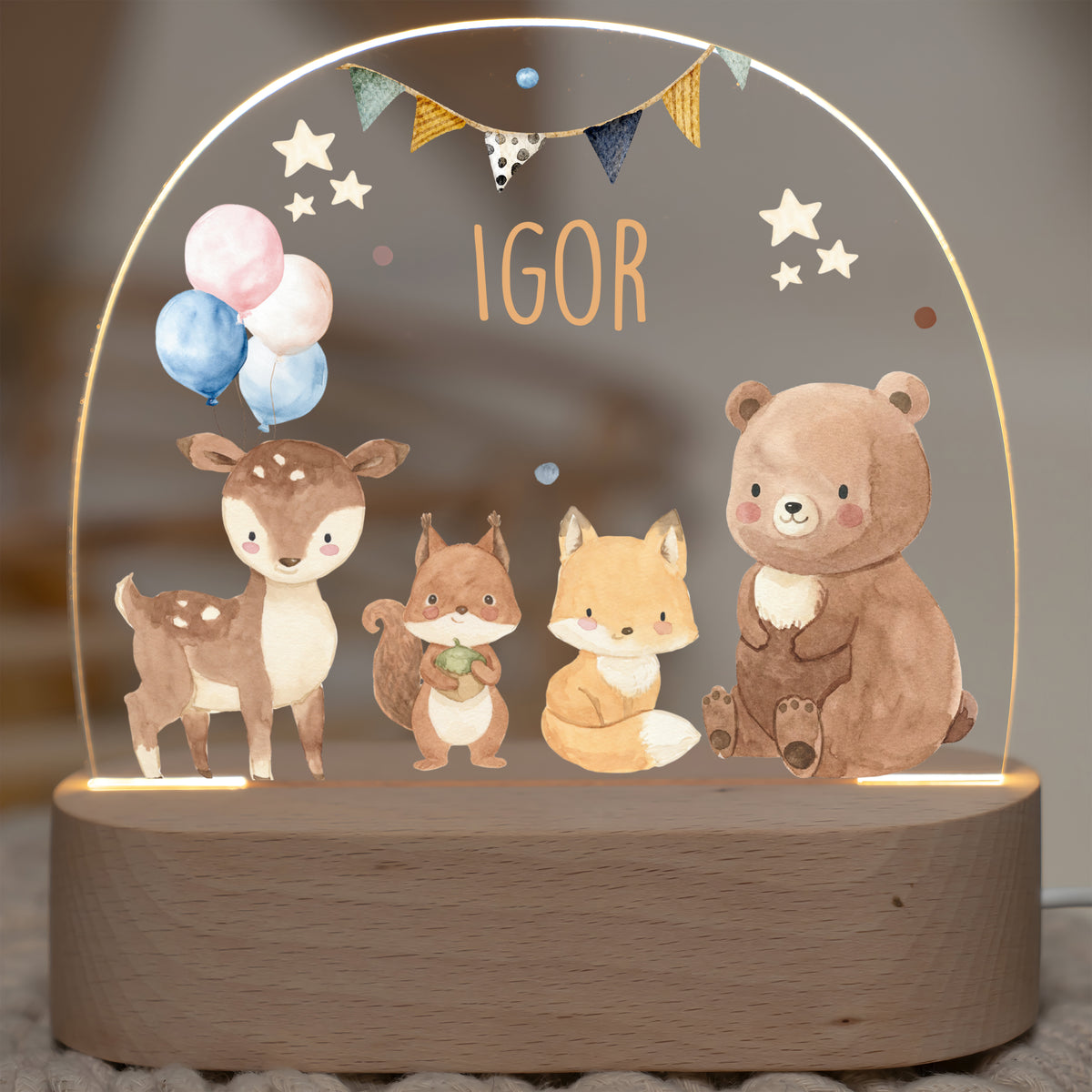 Nachtlicht Kinder personalisiert - Herzliche Tierfreunde