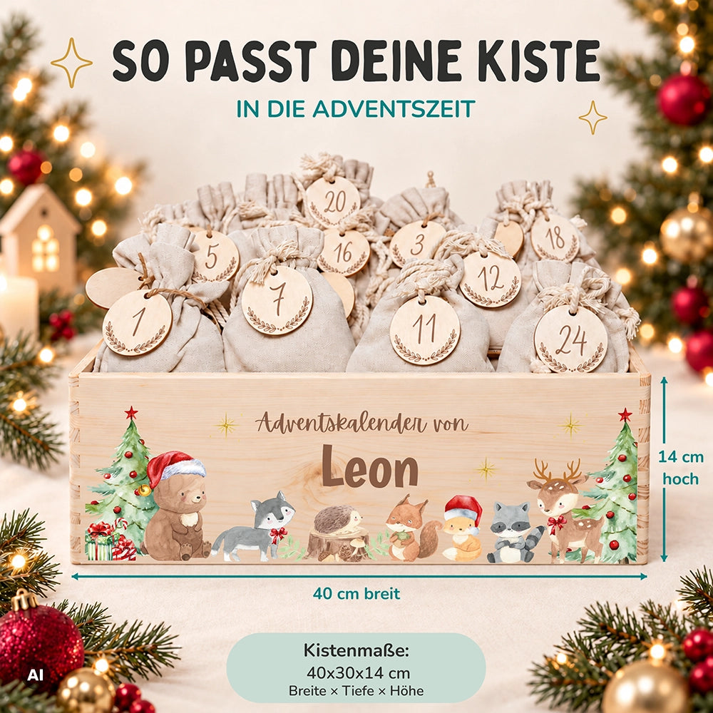 Personalisierter Adventskalender zum Befüllen - Niedliche Waldtiere