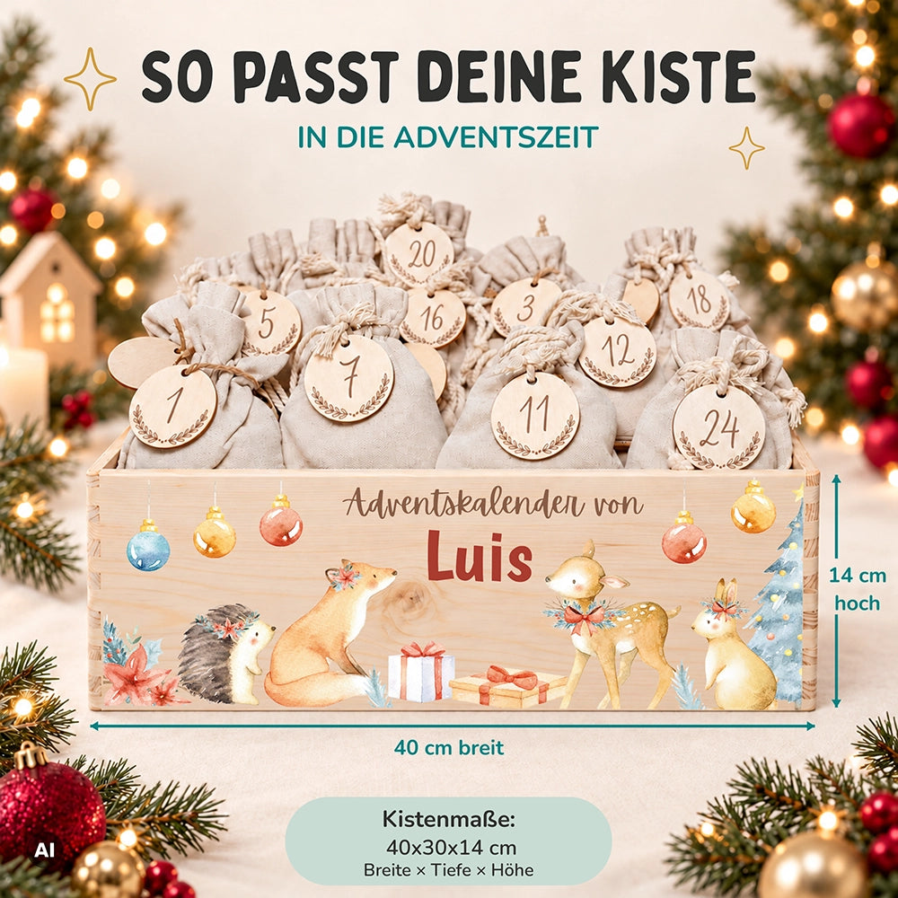 Personalisierter Adventskalender zum Befüllen - Fuchs und Reh