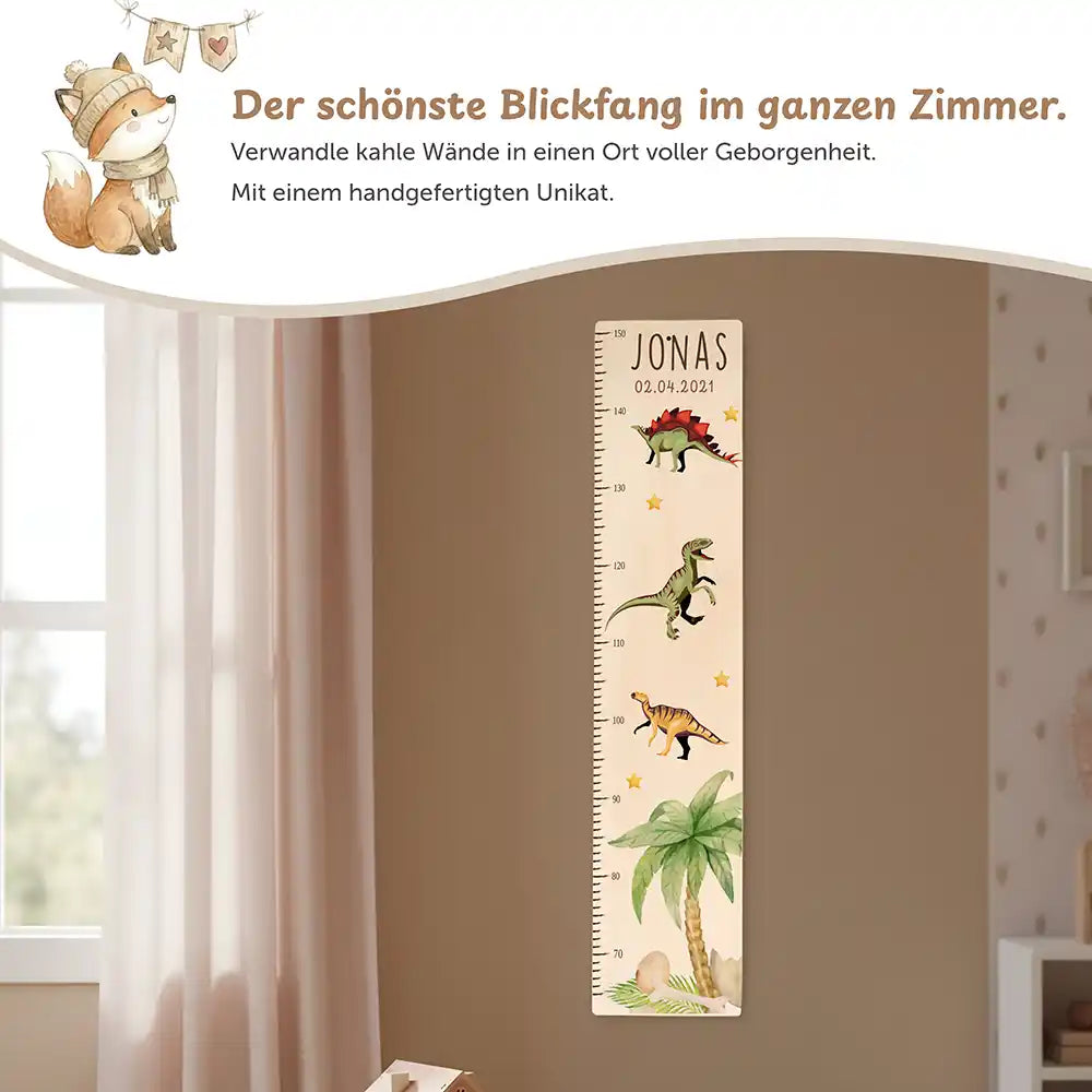 Messlatte Kinder Holz & Aluverbund - Dinosaurier