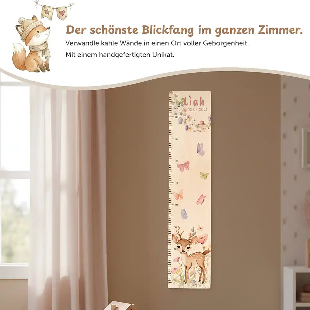Messlatte Kinder Holz & Aluverbund - Baby Reh