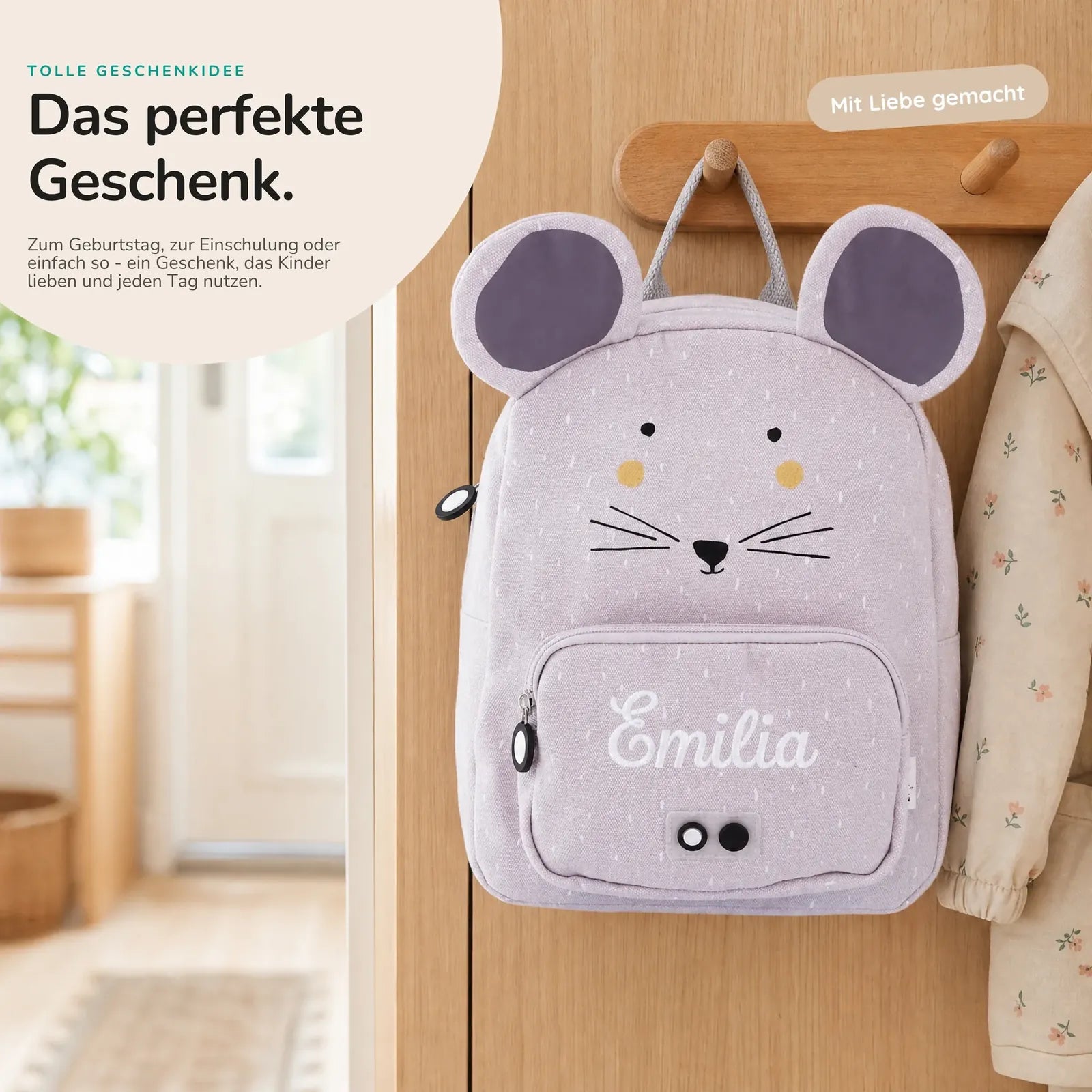 Trixie Kindergartenrucksack Maus, zwei Größen Klein und Groß