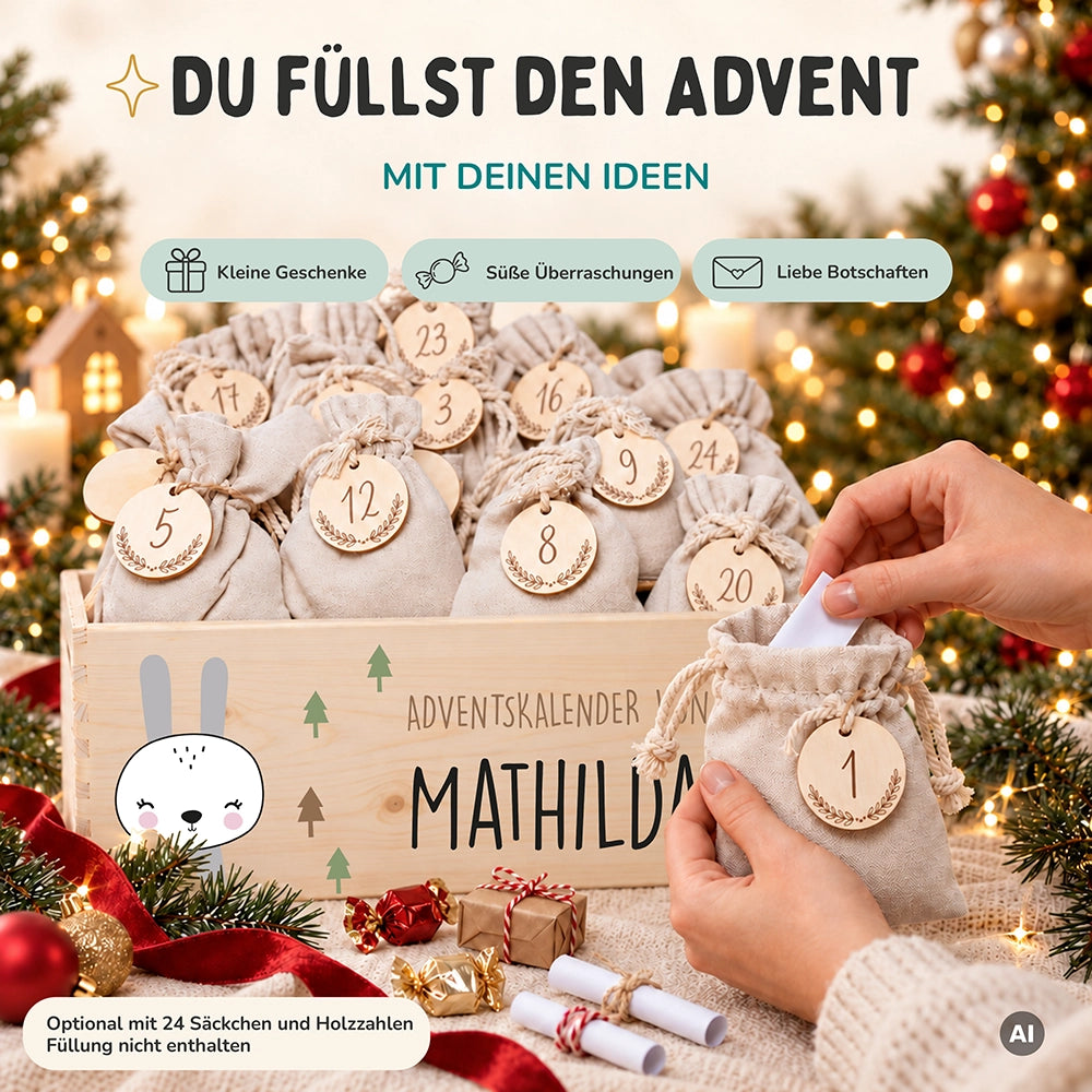 Personalisierter Adventskalender zum Befüllen - Winterhase