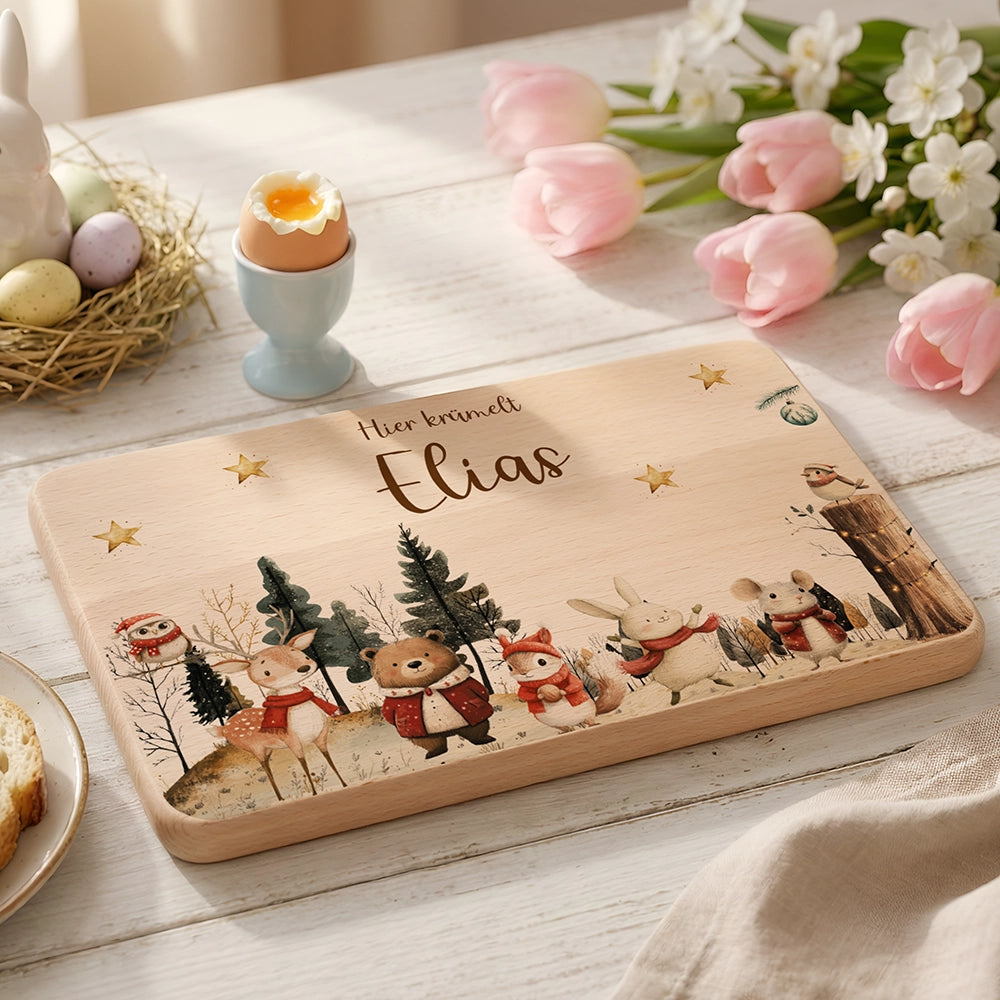 Frühstücksbrettchen Weihnachten im Winterwald - Geschenk Weihnachten