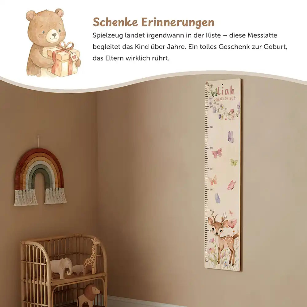 Messlatte Kinder Holz & Aluverbund - Baby Reh