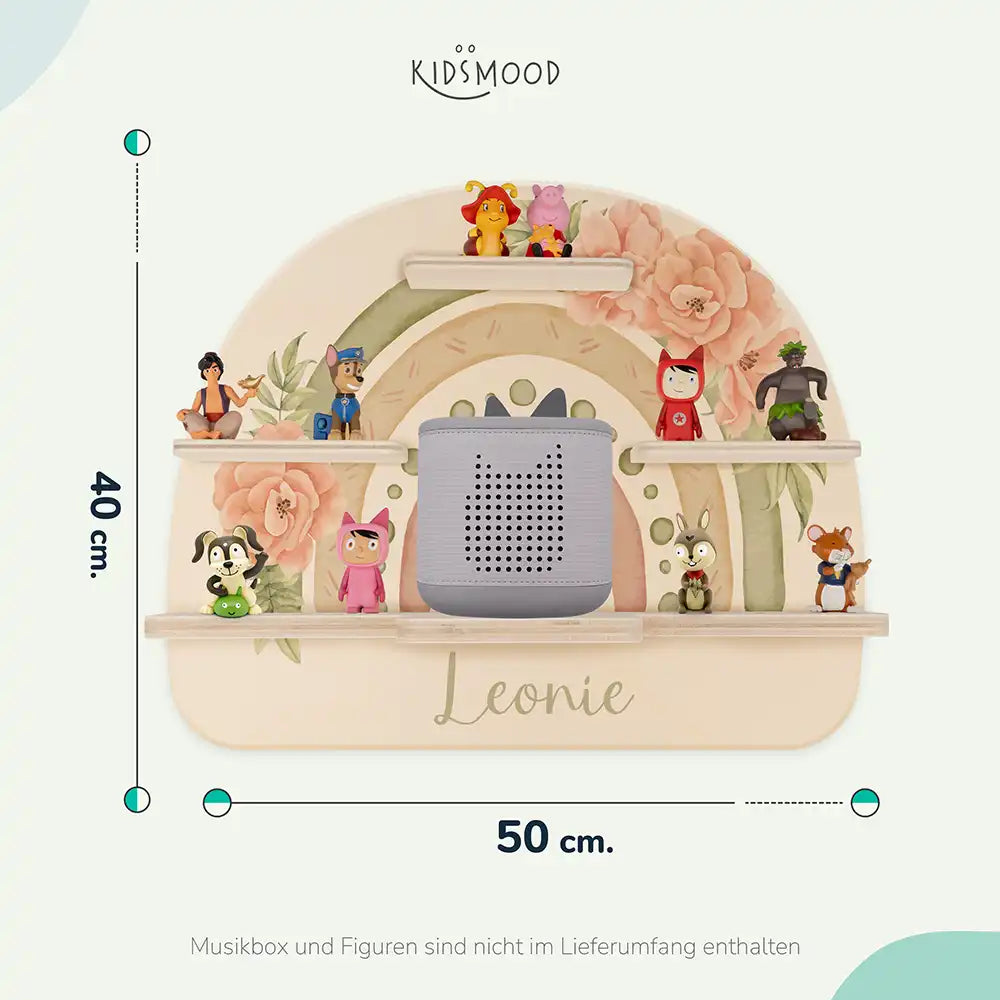 Tonie Regal aus Holz, Toniebox Regal personalisiert Grüner Regenbogen