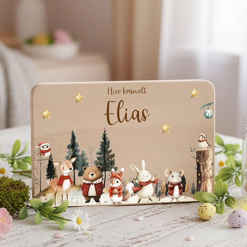 Frühstücksbrettchen Weihnachten im Winterwald - Geschenk Weihnachten