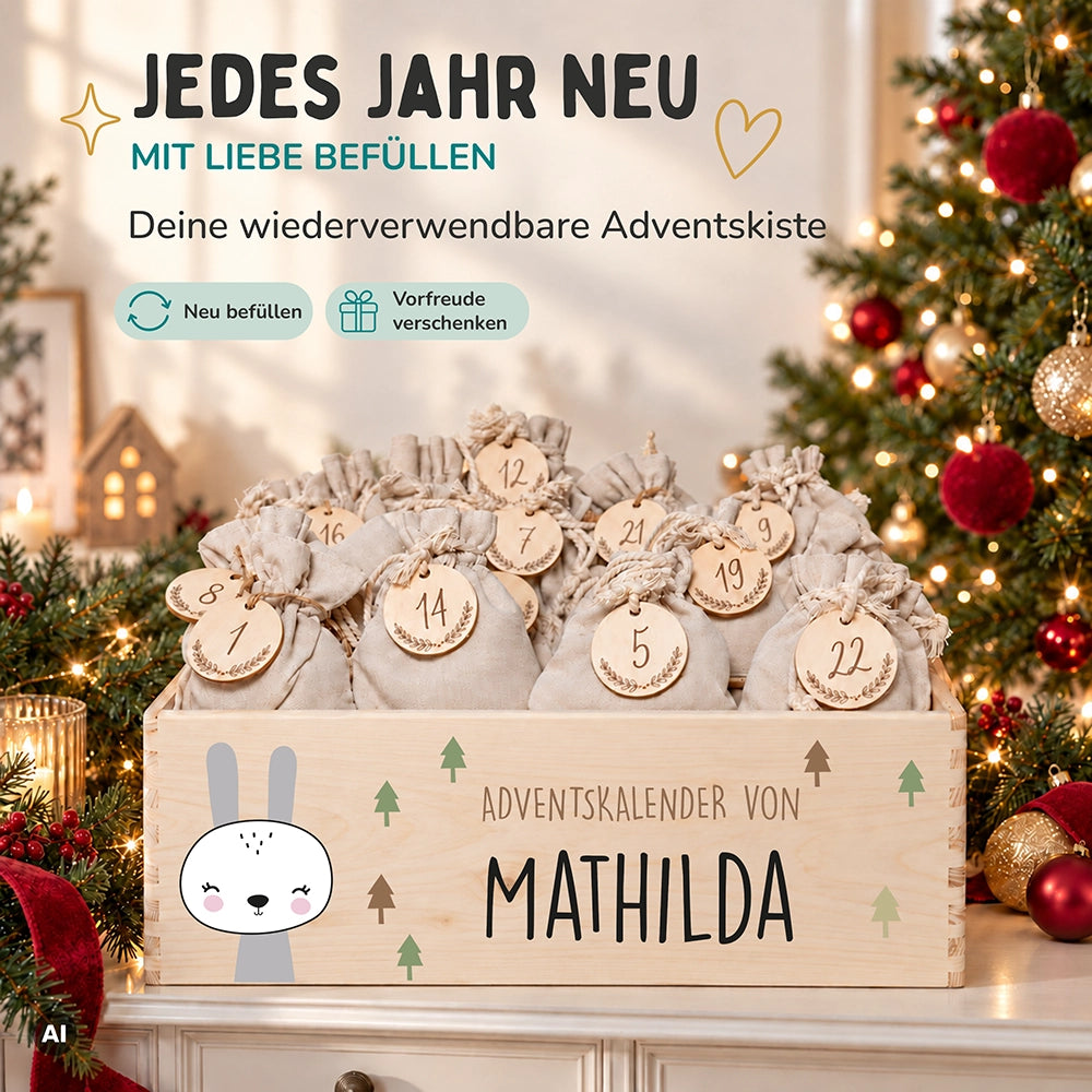 Personalisierter Adventskalender zum Befüllen - Winterhase