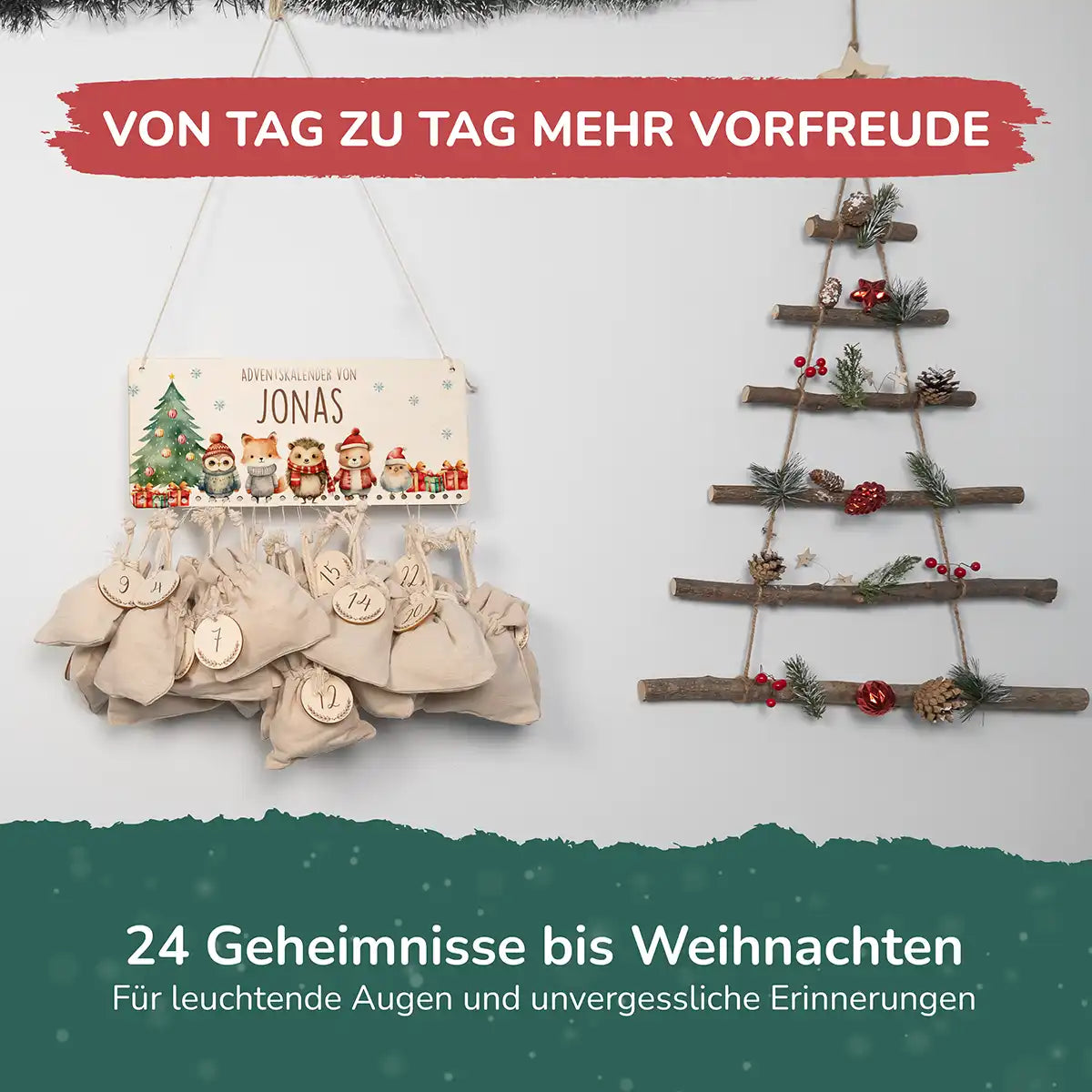 Personalisierbarer Adventskalender farbig - WeihnachtsglĂĽck