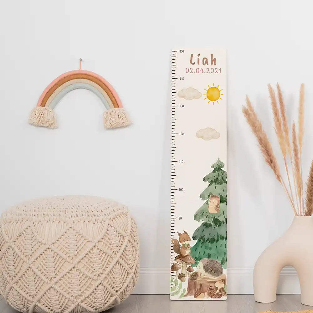 Messlatte Kinder Holz & Aluverbund - Waldtiere