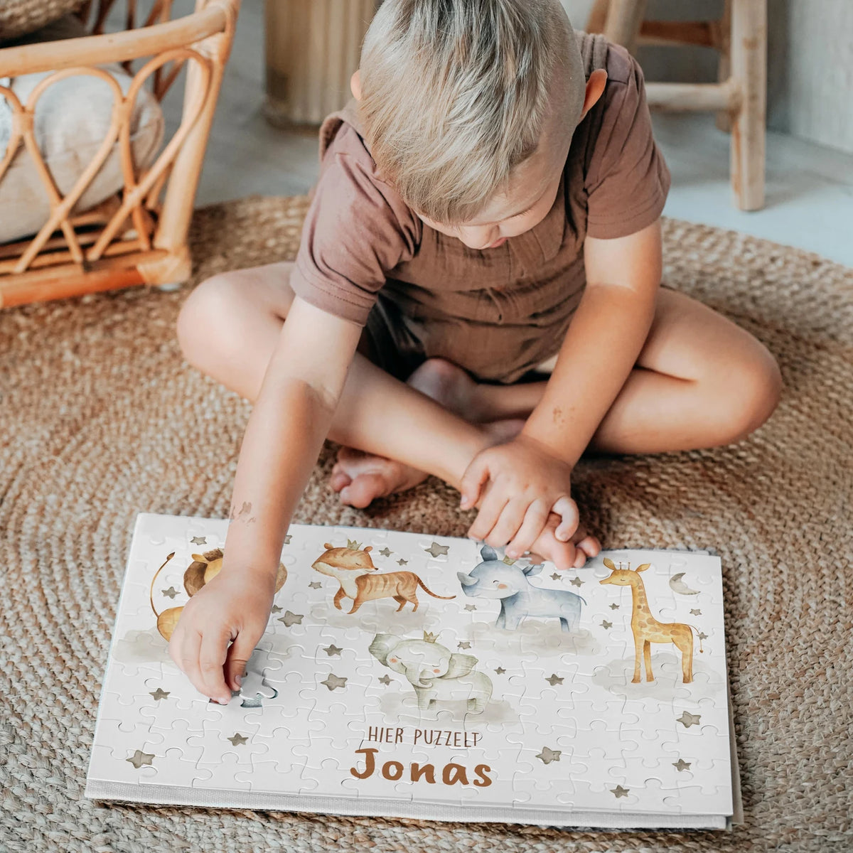 Kinderpuzzle personalisiert mit Namen - Wilde Safari