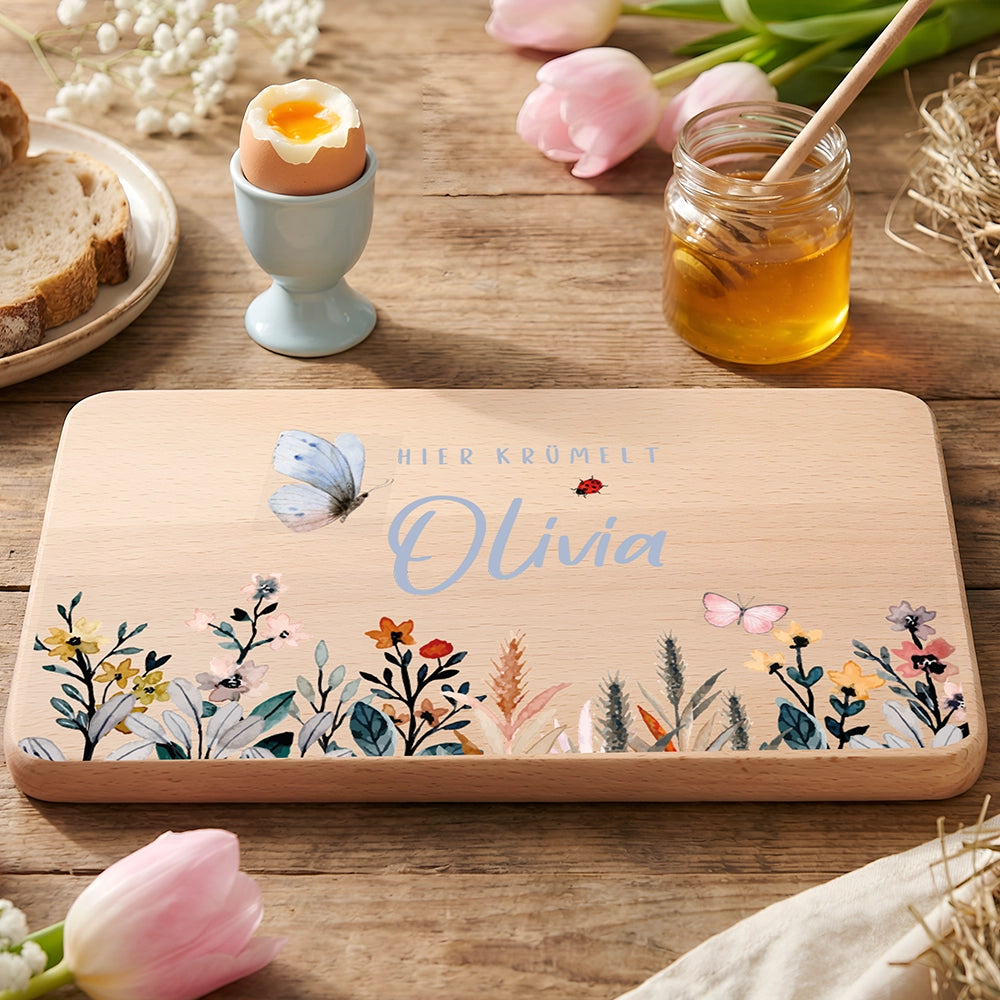 Frühstücksbrettchen Holz personalisiert - Flora