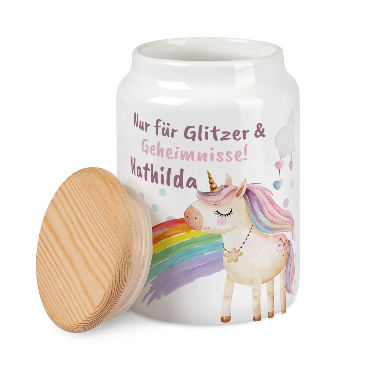 Personalisierbare Keksdose mit Name - Einhorn